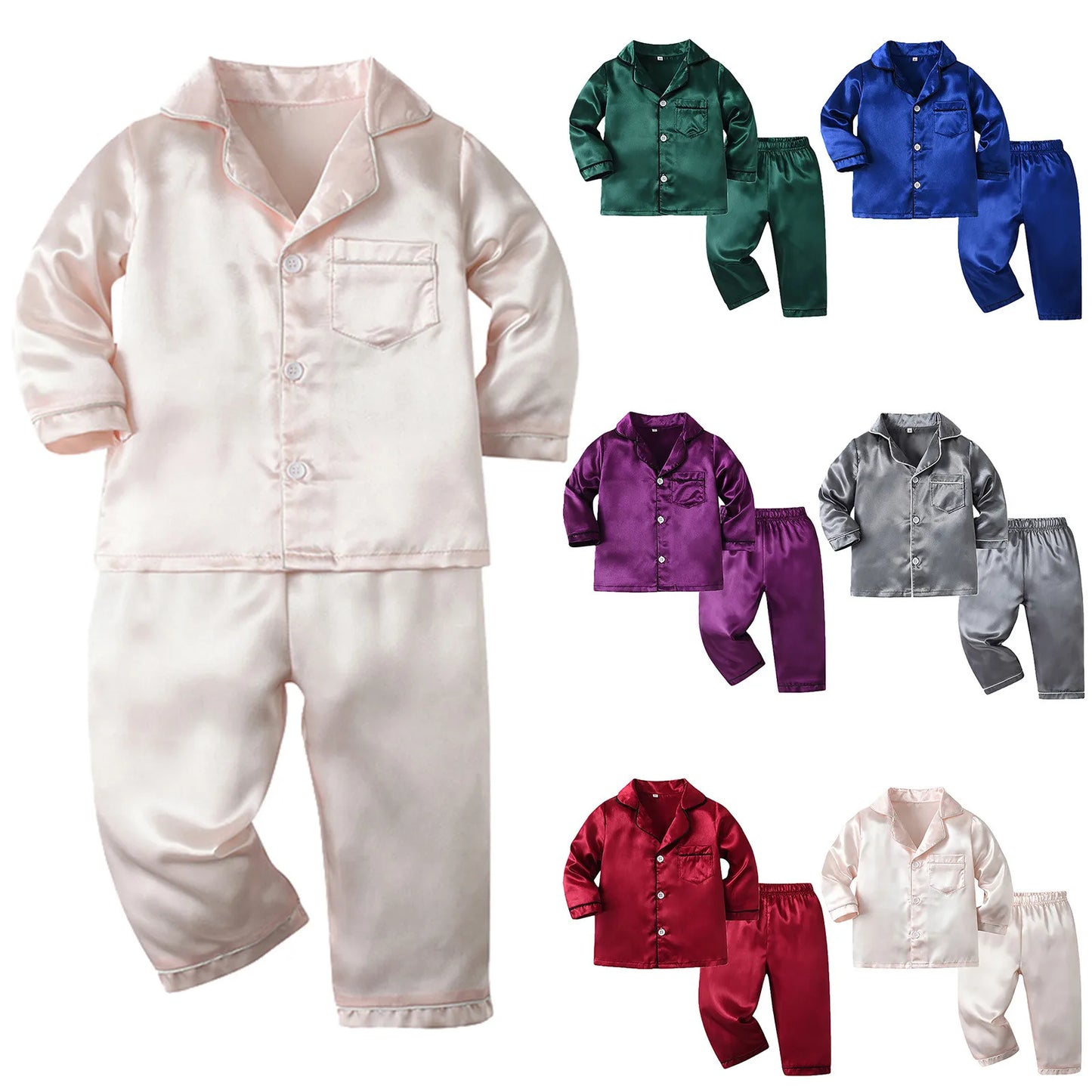 Children Silk Satin Pajamas