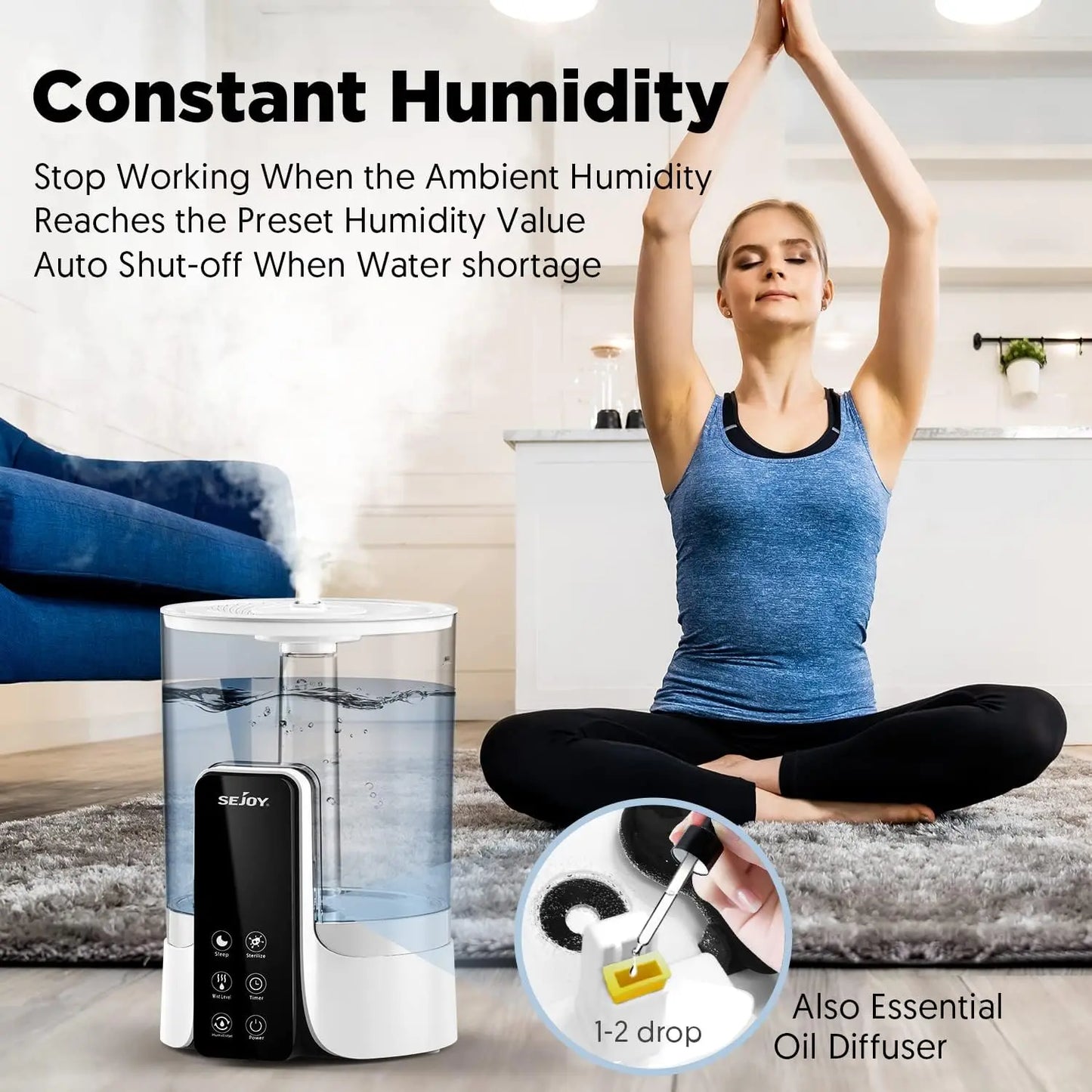 Humidifier for Bedrooms, Large Rooms